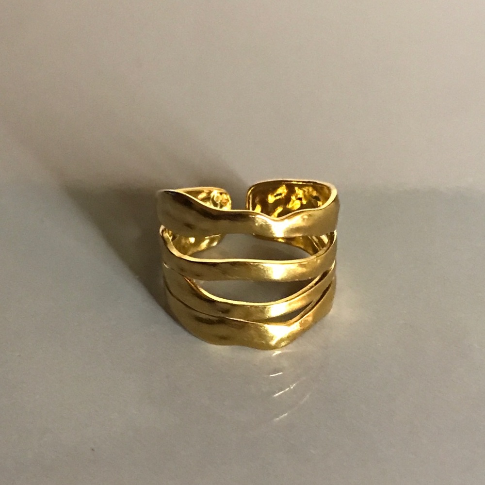 Gold Stainless Steel Ring Women Adjustable  Size 6.5